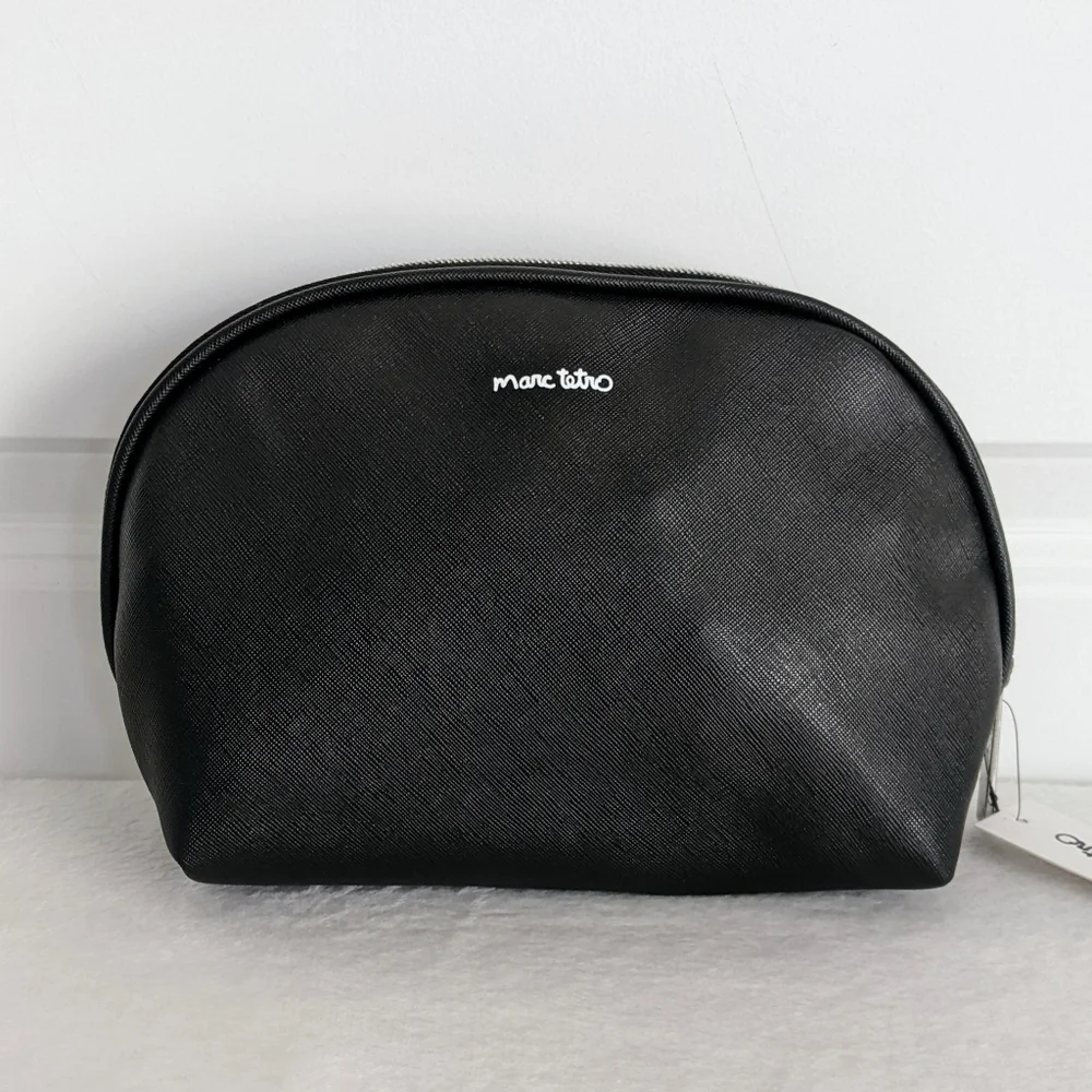 marc tetro Boston Terrier Large Cosmetic Case Pouch Bag PVC Saffiano Black NWT - Picture 6 of 12